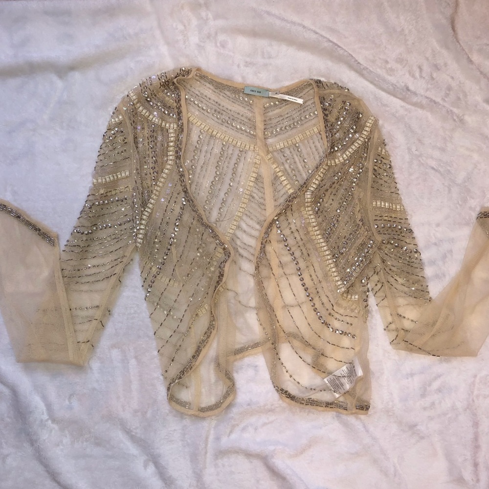 Sheer jeweled cardigan